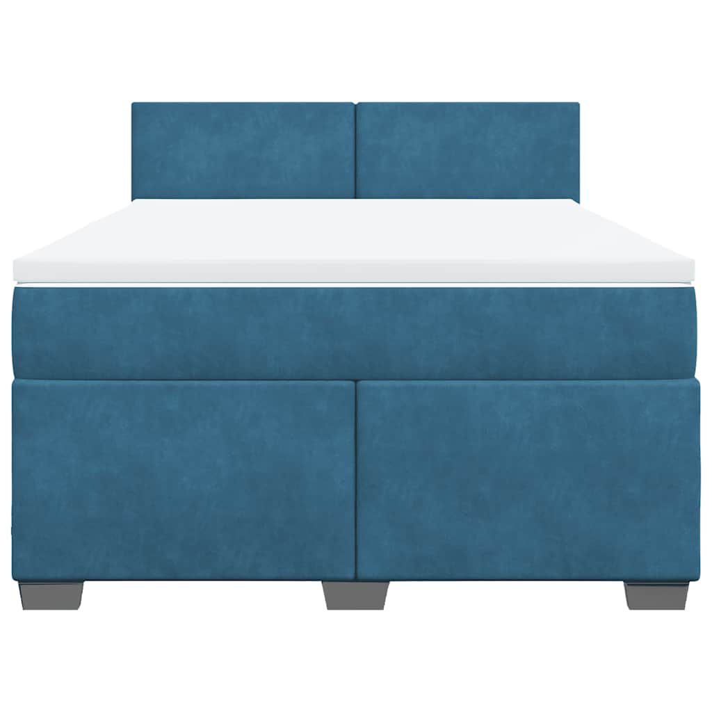vidaXL Κρεβάτι Boxspring με Στρώμα Μπλε 140x190 εκ. Βελούδινο