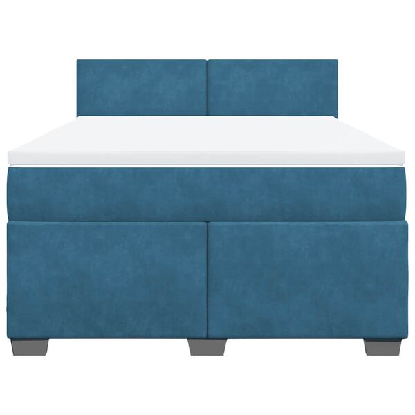 vidaXL Κρεβάτι Boxspring με Στρώμα Μπλε 140x190 εκ. Βελούδινο