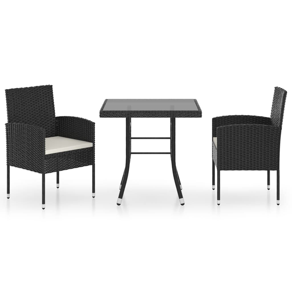 vidaXL Σετ Επίπλων Bistro Κήπου 3 τεμ. Μαύρο από Συνθετικό Ρατάν