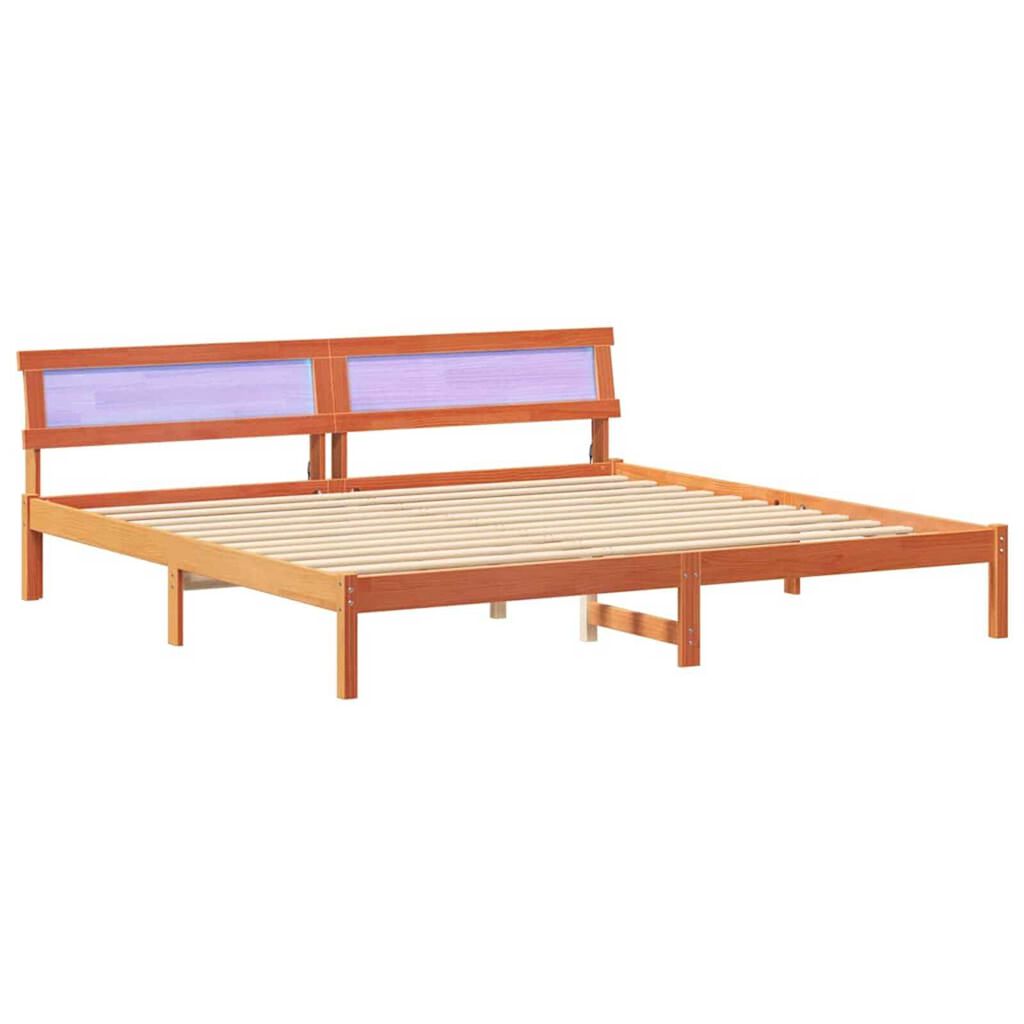 vidaXL Σκελετός Κρεβατιού Καφέ κεριού 200 x 200 cm Μασίφ ξύλο πεύκου