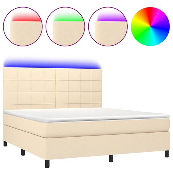 vidaXL &Kappa;&rho;&epsilon;&beta;ά&tau;&iota; Boxspring &mu;&epsilon; &Sigma;&tau;&rho;ώ&mu;&alpha; & LED &Kappa;&rho;&epsilon;&mu; 180x200 &epsilon;&kappa;. &Upsilon;&phi;&alpha;&sigma;&mu;ά&tau;&iota;&nu;&omicron;