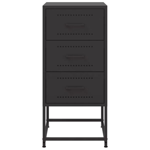 vidaXL Κομοδίνο Μαύρο 36x39x78 εκ. από Χάλυβα
