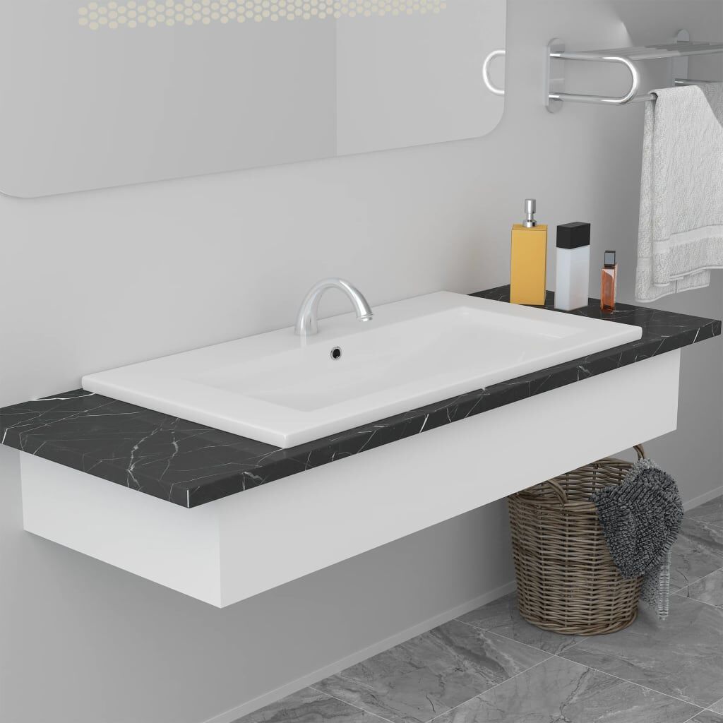 vidaXL Νιπτήρας Ένθετος Λευκός 81 x 39,5 x 18,5 εκ. Κεραμικός