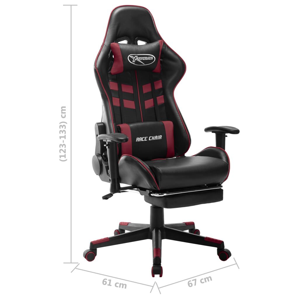 vidaXL Καρέκλα Gaming με Υποπόδιο Μαύρο / Μπορντό από Συνθετικό Δέρμα