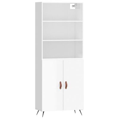 vidaXL Ντουλάπι Γυαλιστερό Λευκό 69,5x34x180 εκ. Επεξεργασμένο Ξύλο