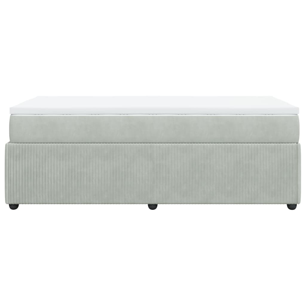 vidaXL Κρεβάτι Boxspring με Στρώμα Ανοιχτό Γκρι 90x200 εκ. Βελούδινο