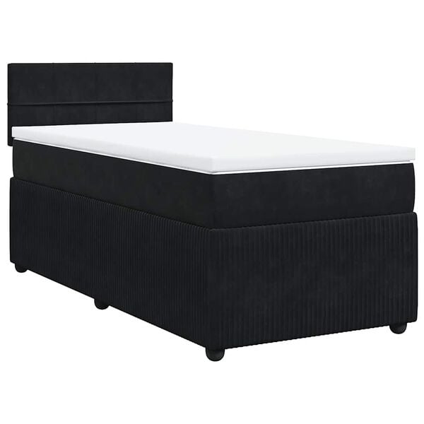 vidaXL Κρεβάτι Boxspring με Στρώμα Μαύρο 90x200 εκ. Βελούδινο