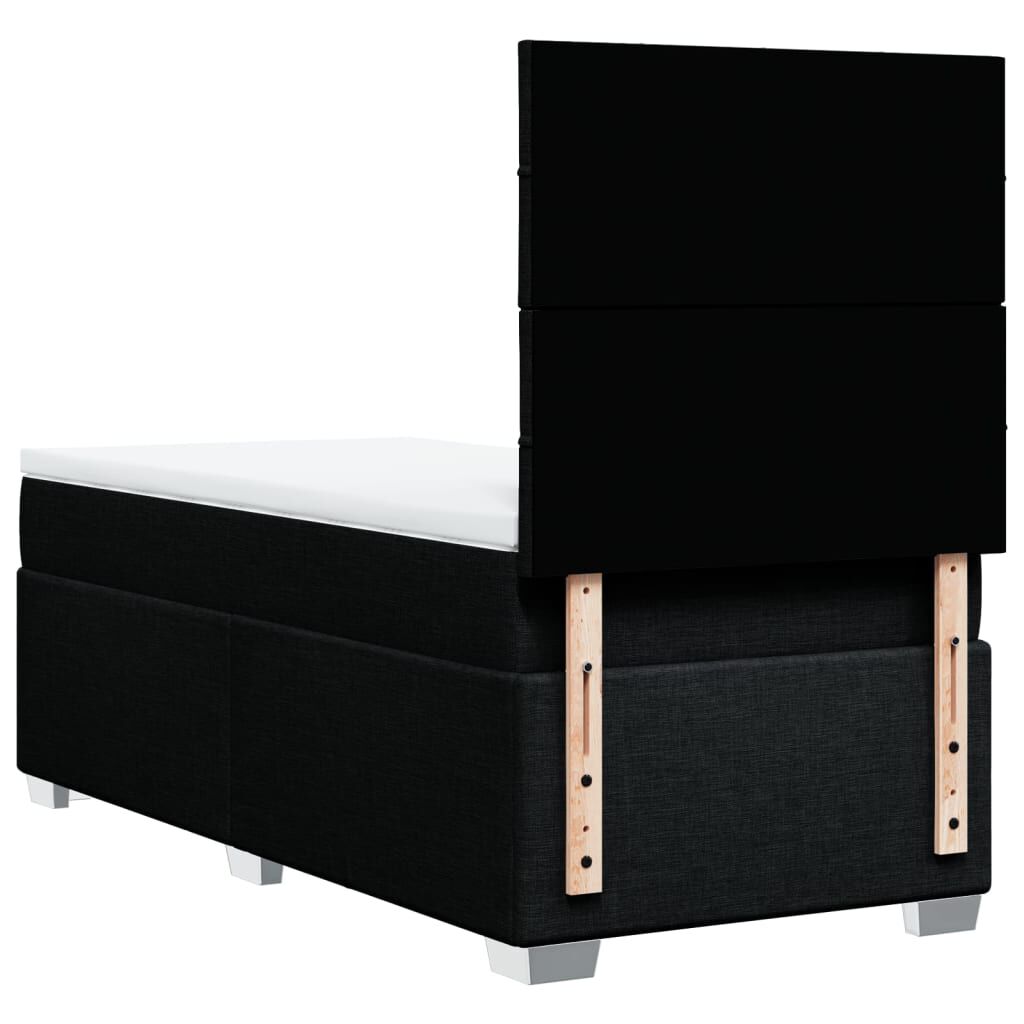 vidaXL Κρεβάτι Boxspring με Στρώμα Μαύρο 100 x 200 εκ. Υφασμάτινο