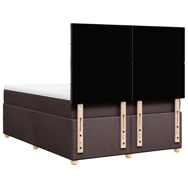 vidaXL Κρεβάτι Boxspring με Στρώμα Σκούρο Καφέ 140x190 εκ. Υφασμάτινο