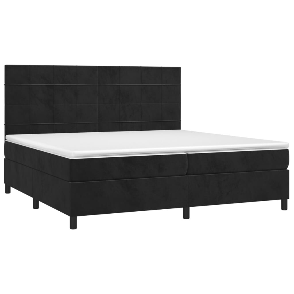 vidaXL Κρεβάτι Boxspring με Στρώμα & LED Μαύρο 200x200 εκ. Βελούδινο