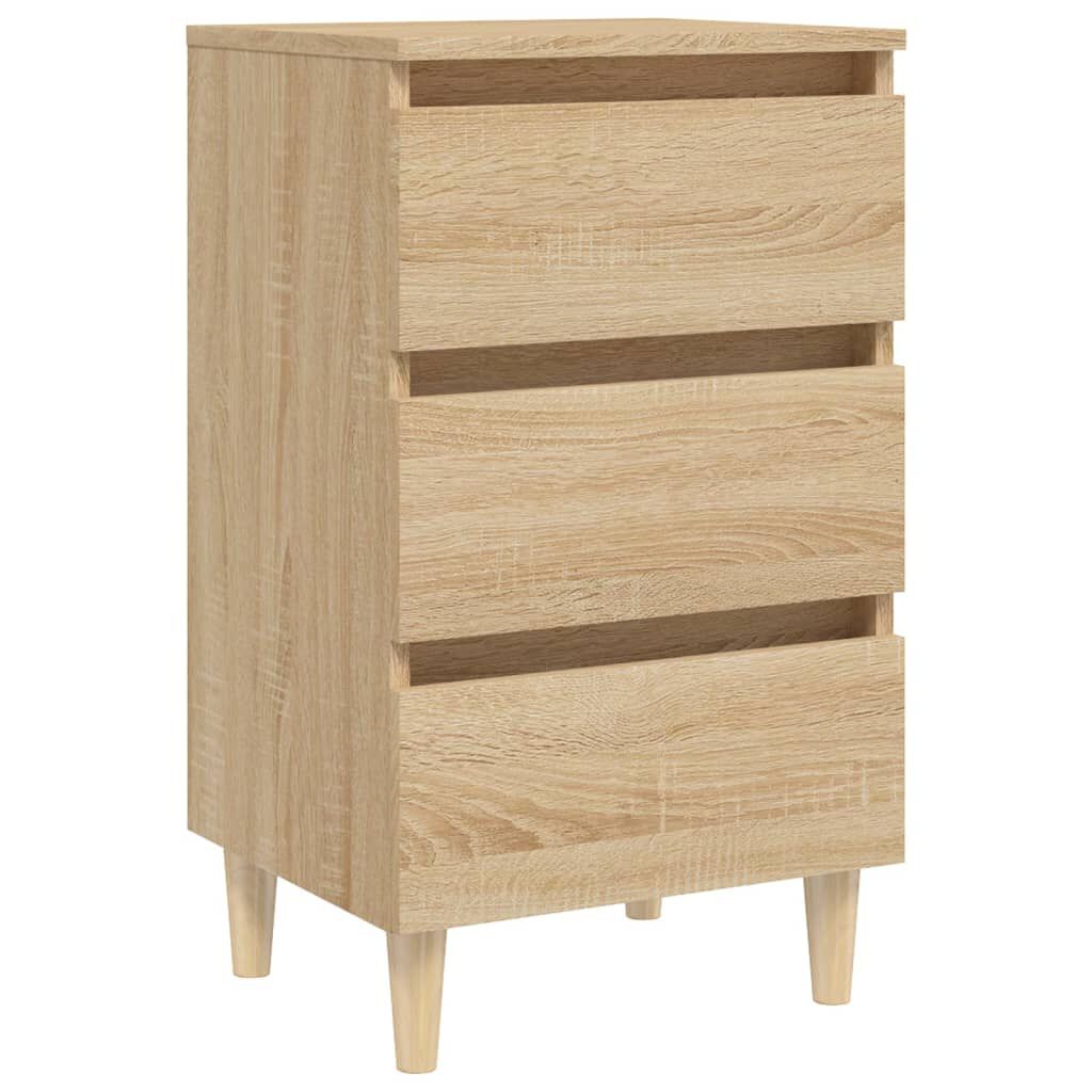vidaXL Κομοδίνο Sonoma Δρυς 40 x 35 x 69 εκ. με Μασίφ Ξύλινα Πόδια