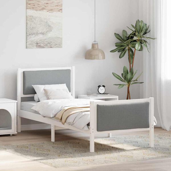 vidaXL Σκελετός Κρεβατιού με κεφαλάρι Ανοιχτό γκρι 80 x 200 cm ύφασμα