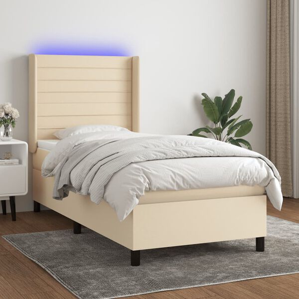 vidaXL &Kappa;&rho;&epsilon;&beta;ά&tau;&iota; Boxspring &mu;&epsilon; &Sigma;&tau;&rho;ώ&mu;&alpha; & LED &Kappa;&rho;&epsilon;&mu; 100x200 &epsilon;&kappa;. &Upsilon;&phi;&alpha;&sigma;&mu;ά&tau;&iota;&nu;&omicron;