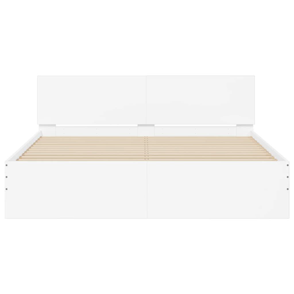 vidaXL Πλαίσιο Κρεβατιού με Κεφαλάρι/LED Λευκό 160x200 εκ.