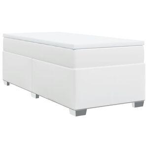 vidaXL Κρεβάτι Boxspring με Στρώμα Λευκό 100x200εκ.από Συνθετικό Δέρμα