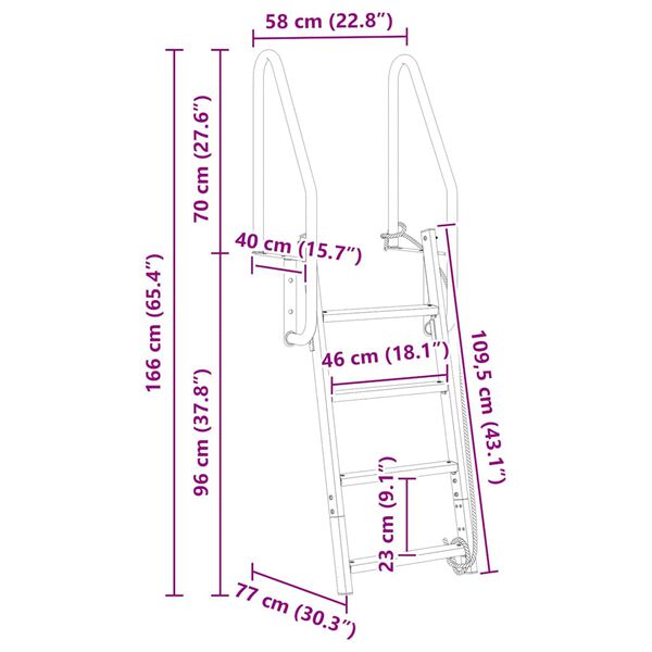 vidaXL Σκάλες Γιάτσας 4 Βημάτων Ασημί 58 x 77 x 166 εκ Αλουμίνιο
