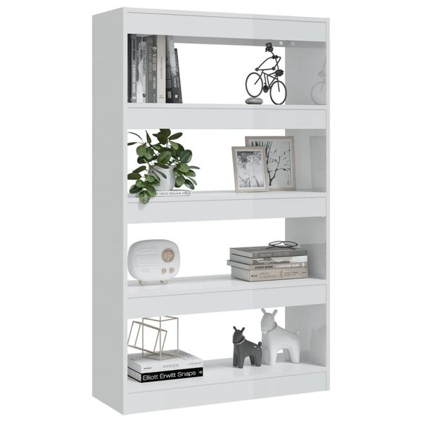 vidaXL Βιβλιοθήκη/Διαχωρ. Χώρου Γυαλ. Λευκό 80x30x135 εκ. Επεξ. Ξύλο