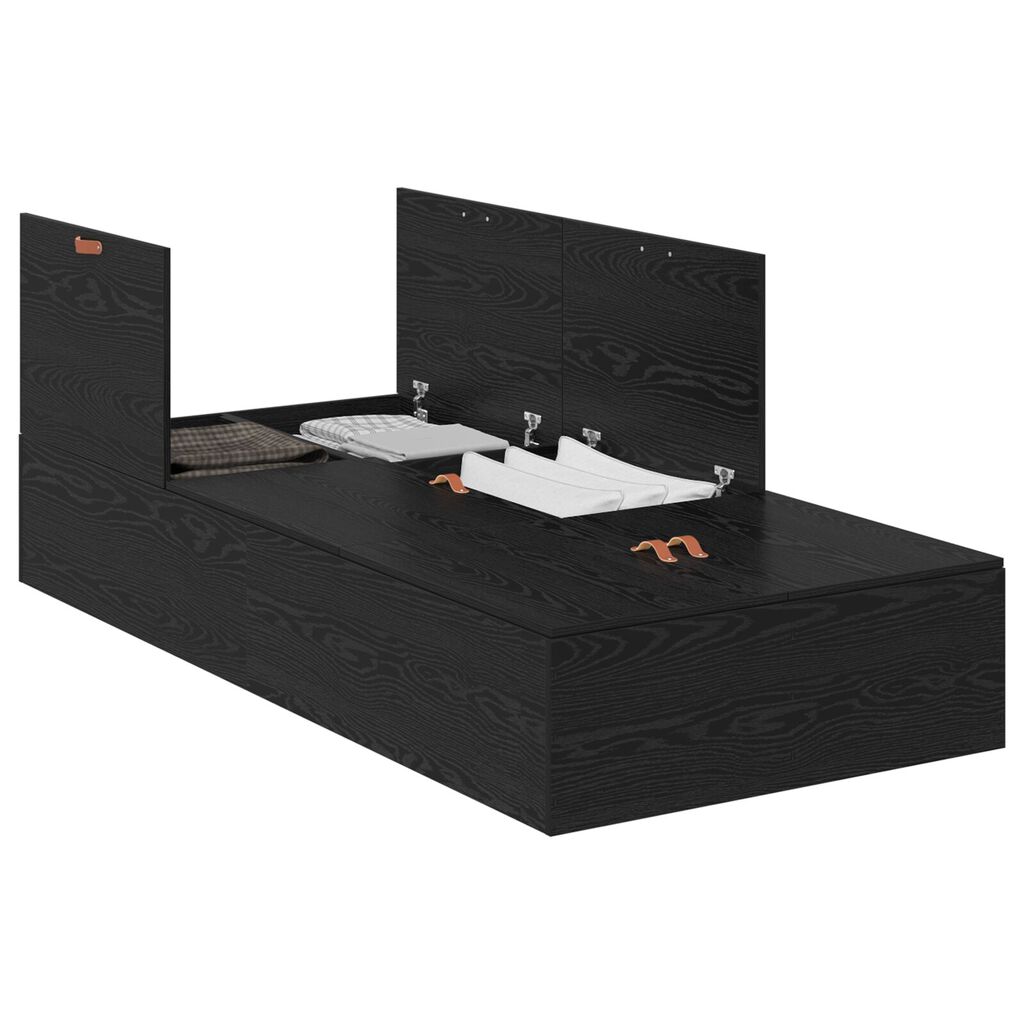 vidaXL Κρεβάτι Αποθήκευσης Μαύρη Δρυς 90x190 εκ