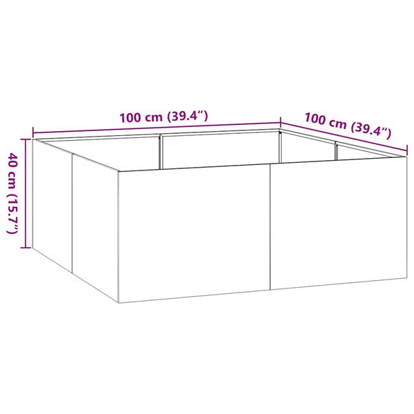 vidaXL Ζαρντινιέρα 100x100x40 εκ. Ατσάλι Σκληρυθέν στον Αέρα