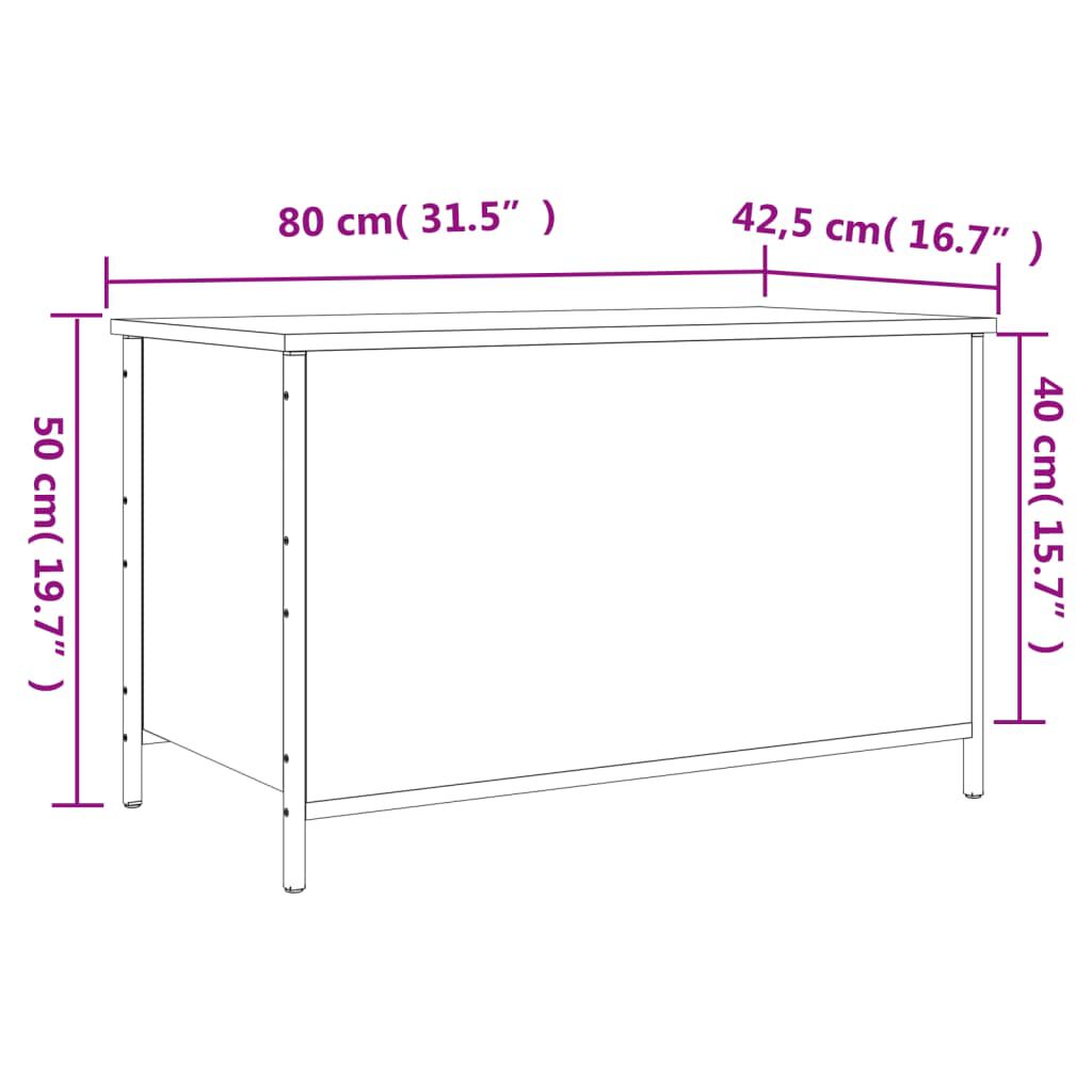 vidaXL Παγκάκι Αποθήκευσης Καπνιστή Δρυς 80x42,5x50 εκ. από Επεξ. Ξύλο