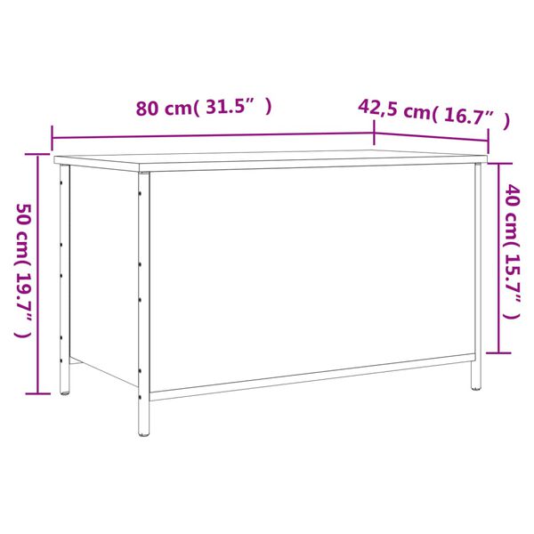 vidaXL Παγκάκι Αποθήκευσης Καπνιστή Δρυς 80x42,5x50 εκ. από Επεξ. Ξύλο