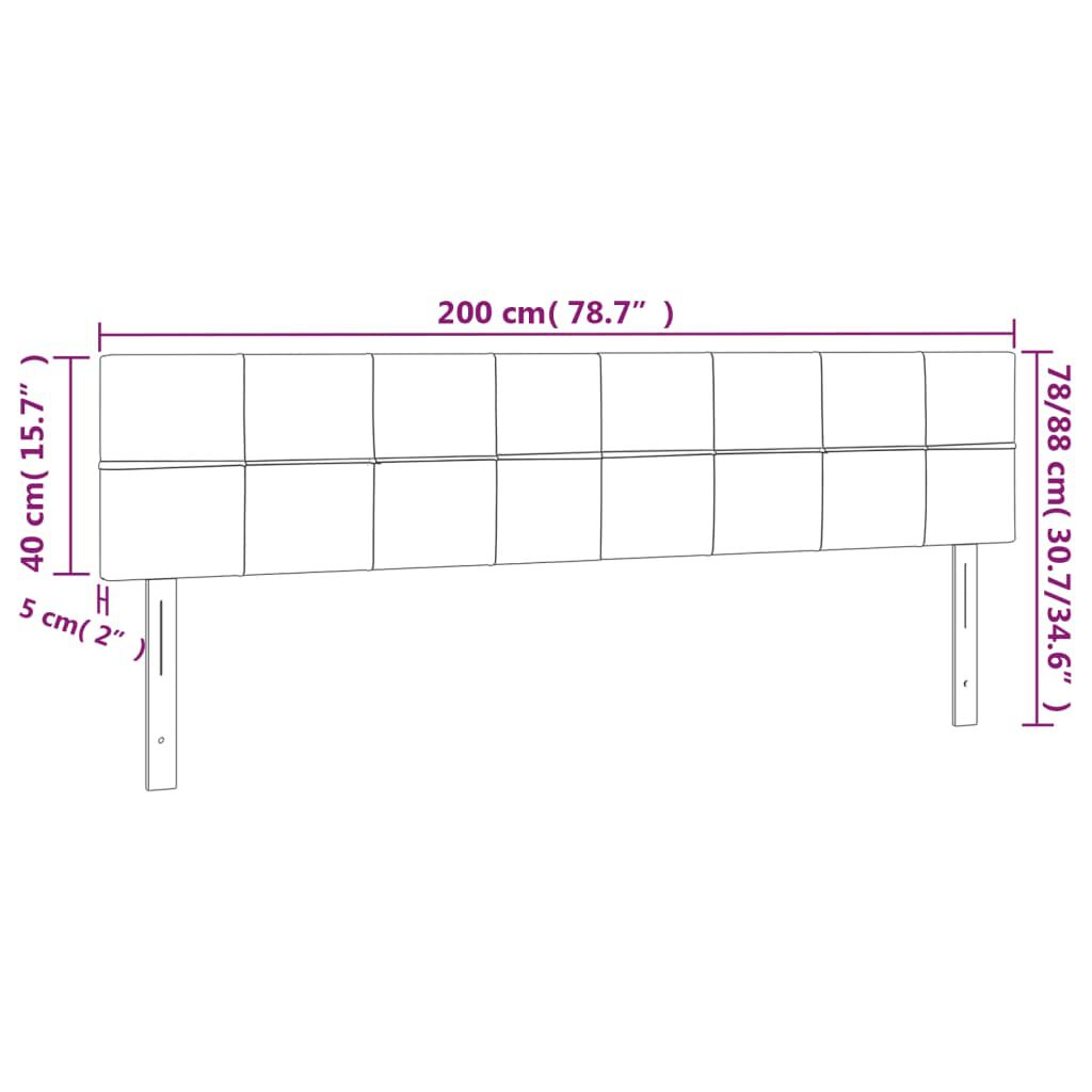 vidaXL Κεφαλάρι Κρεβατιού LED Σκούρο Γκρι 200x5x78/88 εκ. Βελούδινο