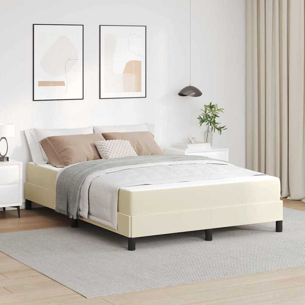 vidaXL Κρεβάτι με στρώμα Κρεμ 140 x 190 cm Τεχνητό δέρμα
