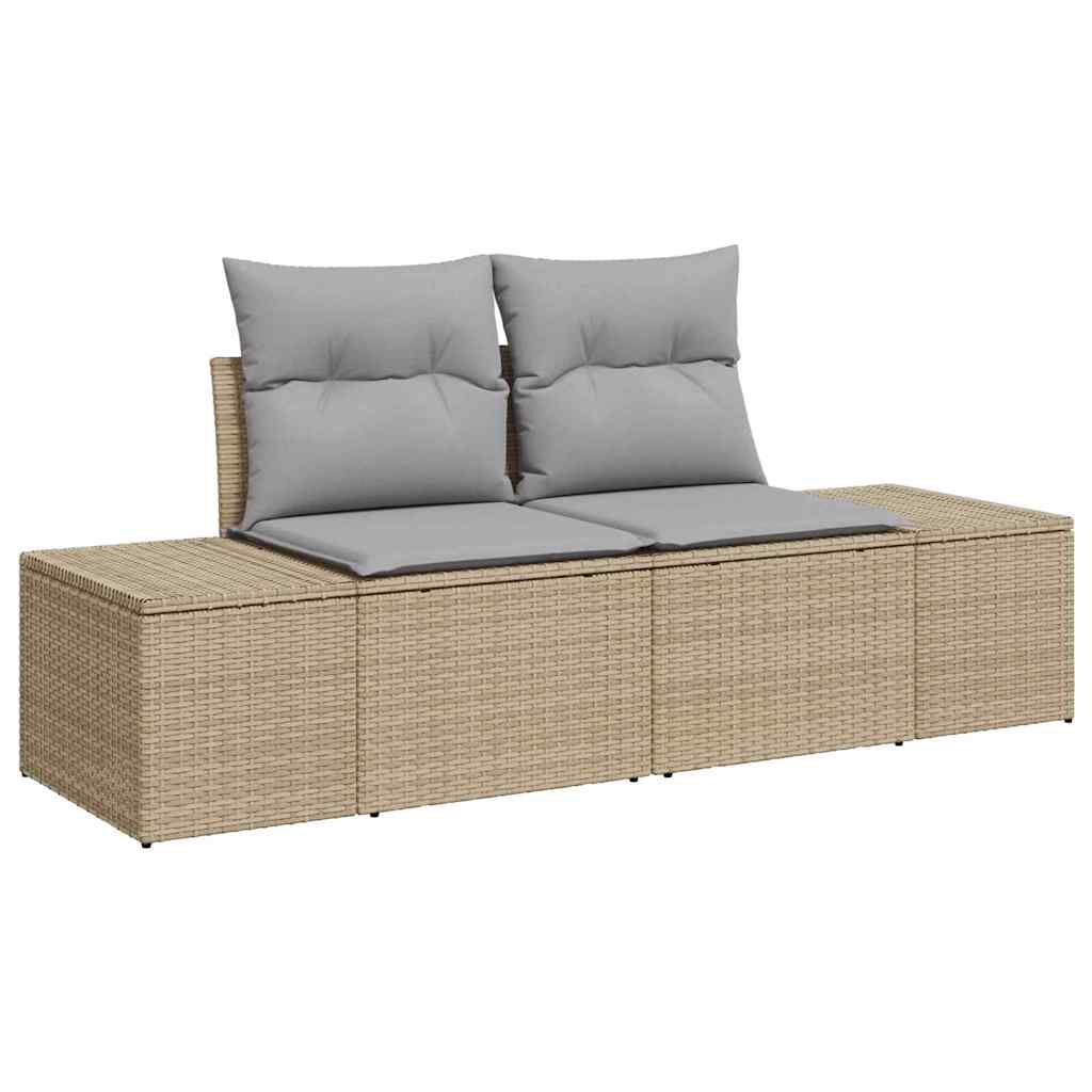 vidaXL Σετ Καναπέ Κήπου με αποθήκευση 8 pcs Μπεζ Πολυ ράταν