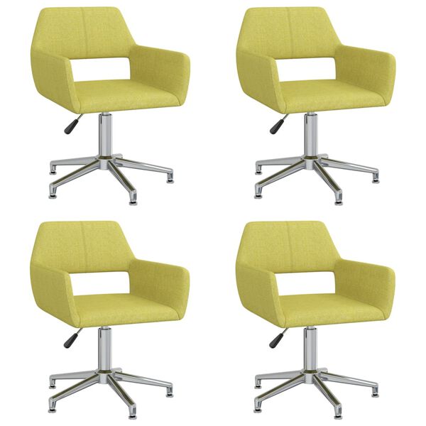 vidaXL Καρέκλες Τραπεζαρίας Περιστρεφόμενες 4 τεμ Πράσινες Υφασμάτινες