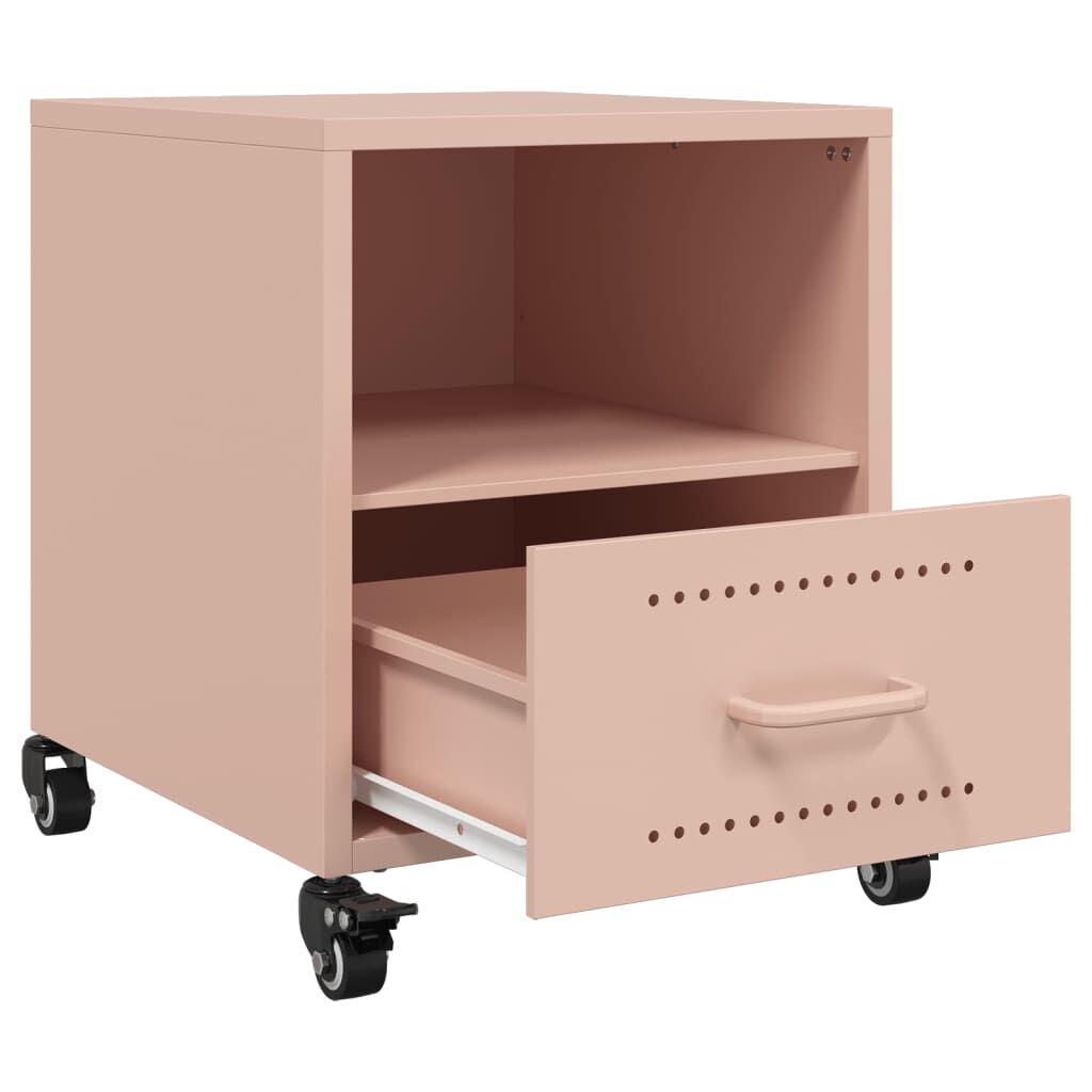vidaXL Κομοδίνο Ροζ 36x39x43,5 εκ. από Χάλυβα