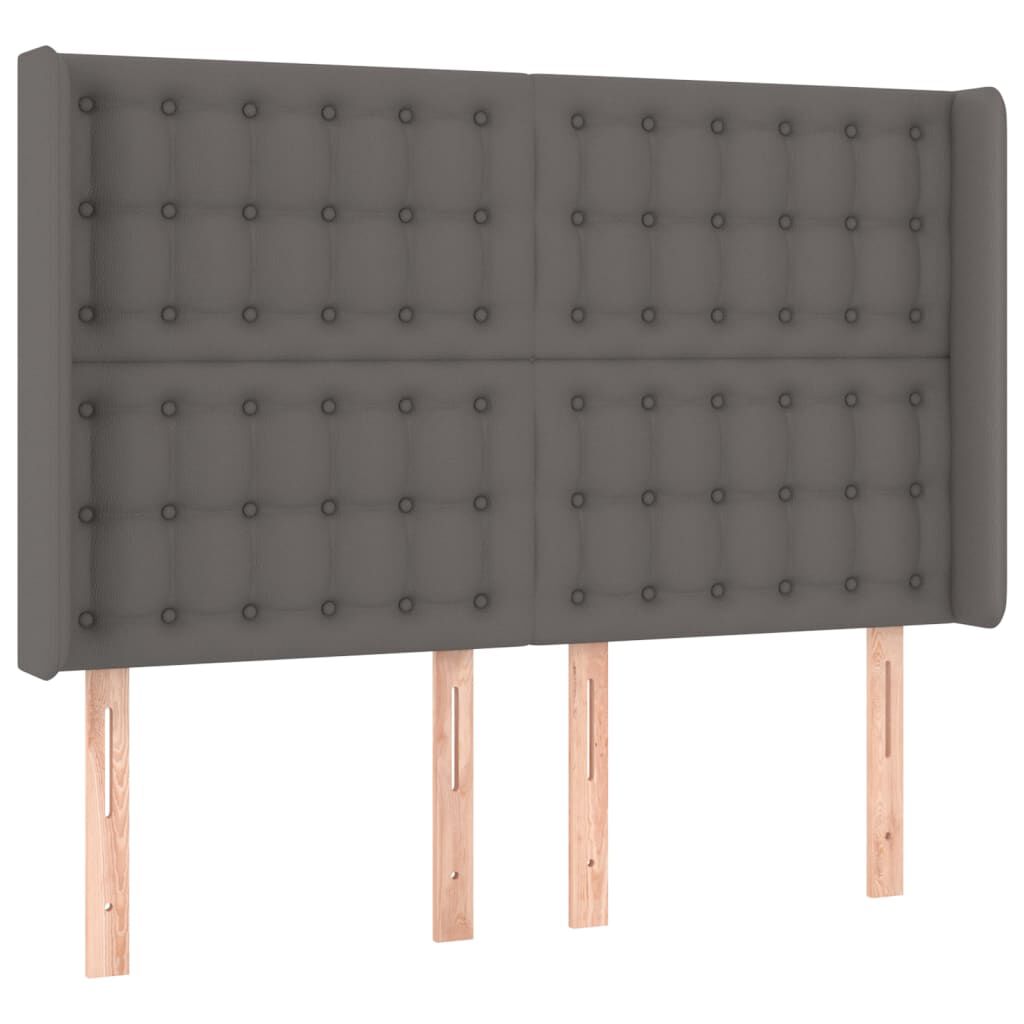 vidaXL Κρεβάτι Boxspring με Στρώμα & LED Γκρι 140x190 εκ. Συνθ. Δέρμα
