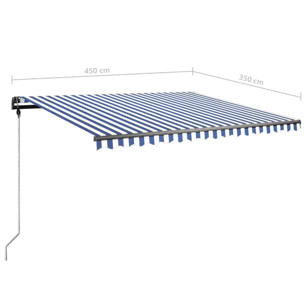 vidaXL Τέντα Συρόμενη Χειροκίνητη με LED Μπλε / Λευκό 450 x 350 εκ.