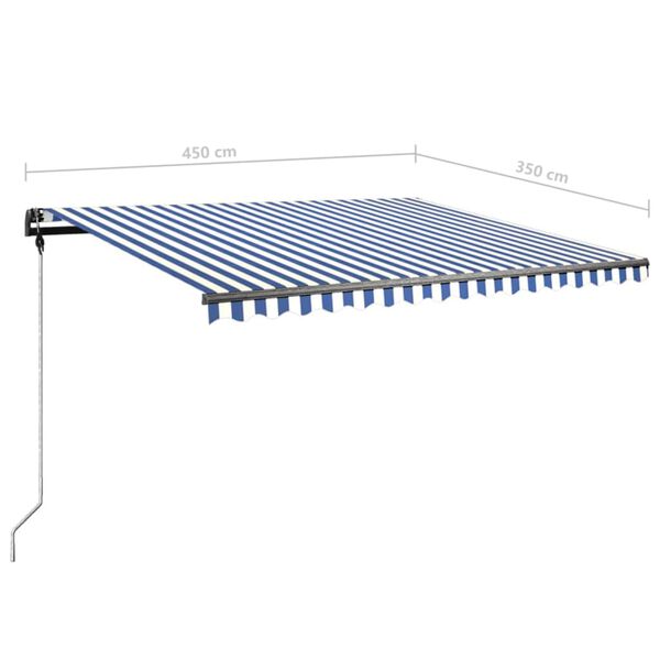 vidaXL Τέντα Συρόμενη Χειροκίνητη με LED Μπλε / Λευκό 450 x 350 εκ.