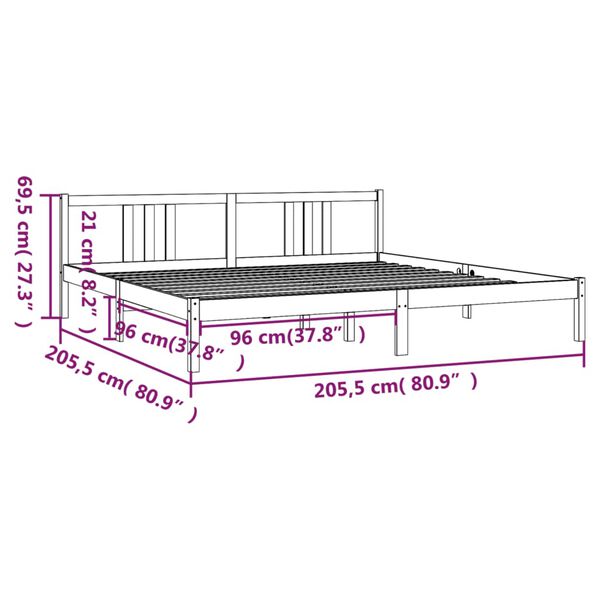 vidaXL Πλαίσιο Κρεβατιού 200 x 200 εκ. από Μασίφ Ξύλο