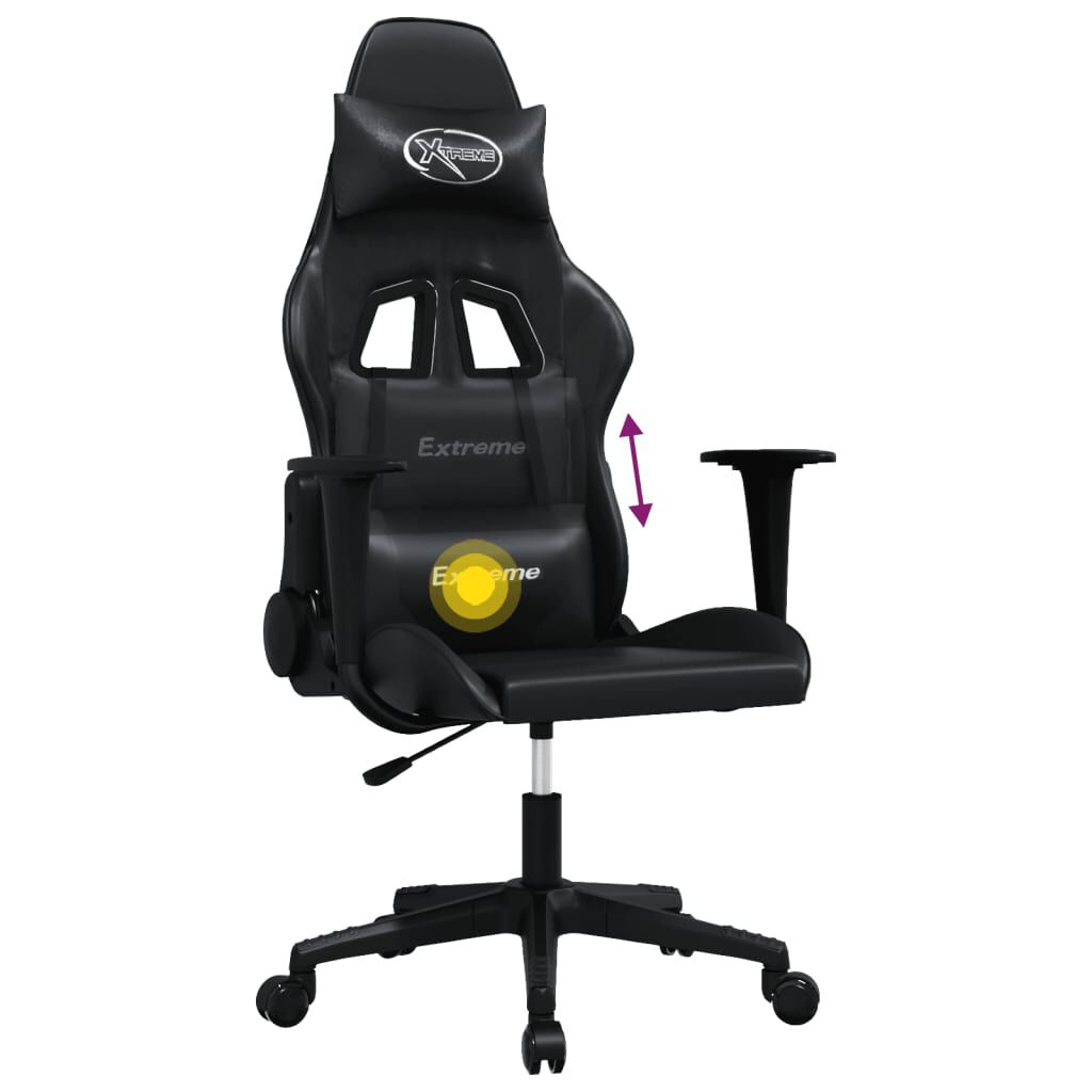 vidaXL Καρέκλα Gaming Μασάζ Μαύρη από Συνθετικό Δέρμα