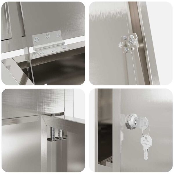 vidaXL Θυρίδα Πακέτων Μαύρο 44.5 x 29 x 110.5 εκ Ανοξείδωτο ατσάλι