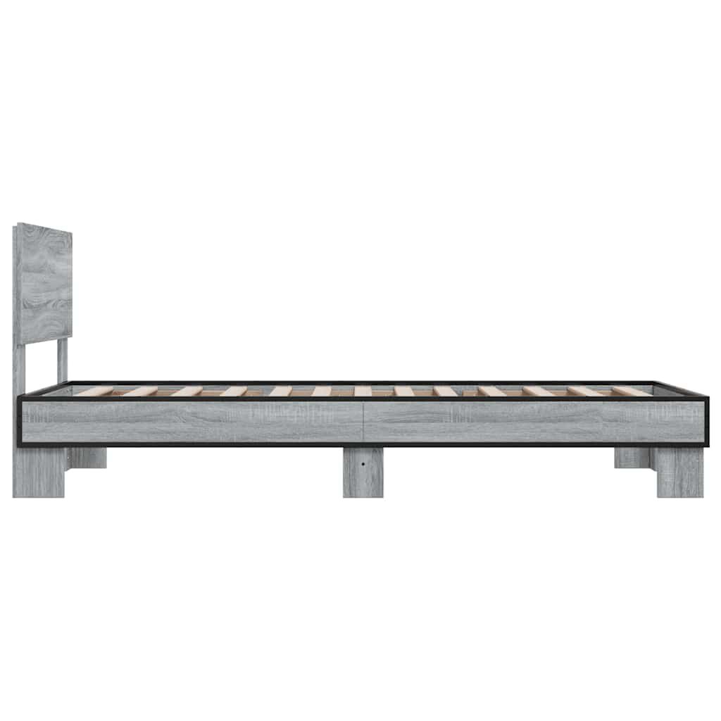 vidaXL Πλαίσιο Κρεβατιού Γκρι Sonoma 90 x 190 εκ. Επεξ. Ξύλο & Μέταλλο