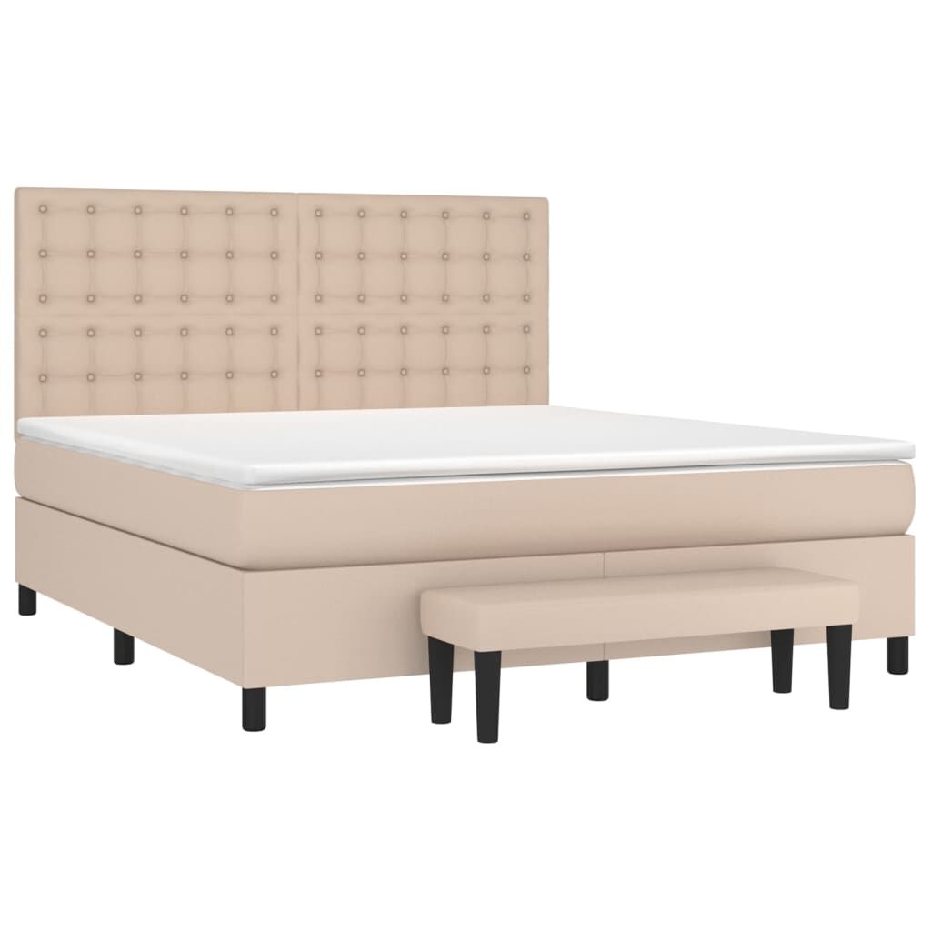 vidaXL Κρεβάτι Boxspring με Στρώμα Καπουτσίνο 180x200 εκ. Συνθ. Δέρμα