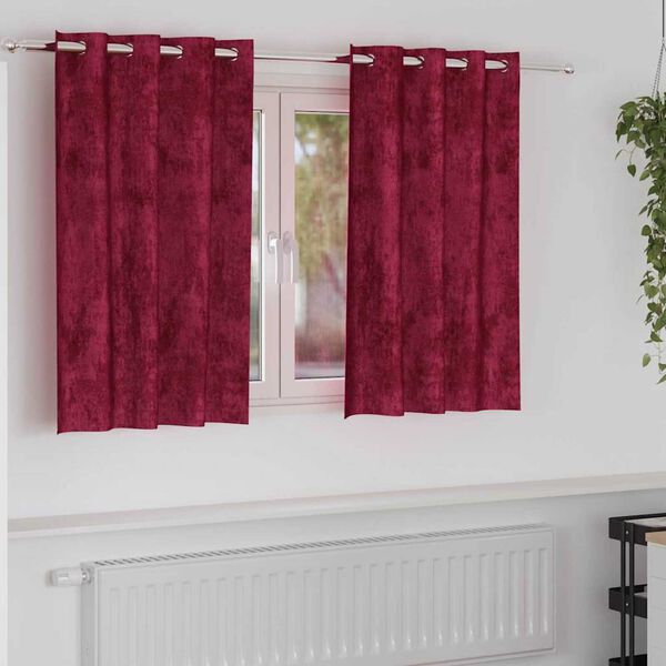 vidaXL Κουρτίνα με κουρτίνες 2 pcs Μπορντό 140 x 140 cm Βελούδο