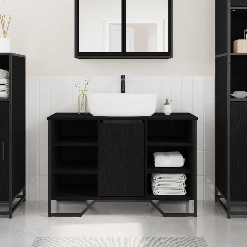 vidaXL ντουλάπα σιντριβανιού Μαύρη Δρυς 91x35x60 εκ Επεξεργασμένο Ξύλο
