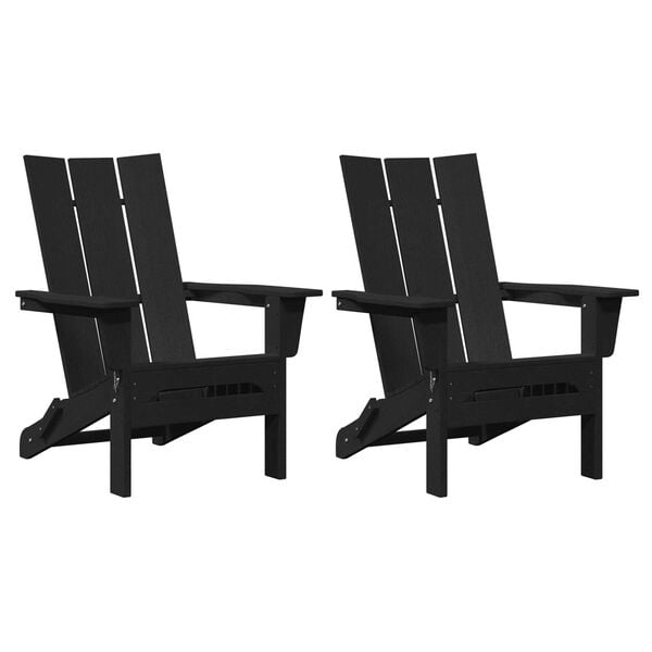 vidaXL Πτυσσόμενες Καρέκλες Adirondack 2 τμχ Μαύρο 74.5x80.5x90 cm HDPE