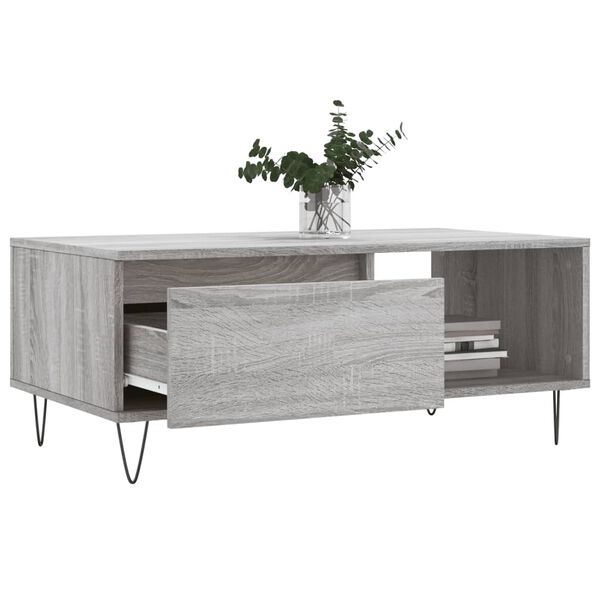 vidaXL Τραπεζάκι Σαλονιού Γκρι Sonoma 90x50x36,5εκ. Επεξεργασμένο Ξύλο