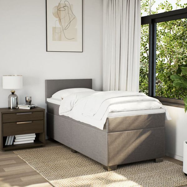 vidaXL &Kappa;&rho;&epsilon;&beta;ά&tau;&iota; Boxspring &mu;&epsilon; &Sigma;&tau;&rho;ώ&mu;&alpha; Taupe 100 x 200 &epsilon;&kappa;. &Upsilon;&phi;&alpha;&sigma;&mu;ά&tau;&iota;&nu;&omicron;