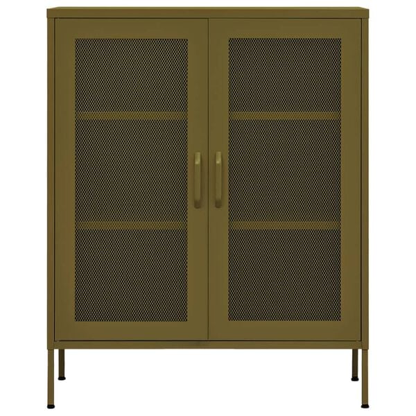 vidaXL Ντουλάπι Αποθήκευσης Πράσινο Λαδί 80 x 35 x 101,5 εκ. Ατσάλινο