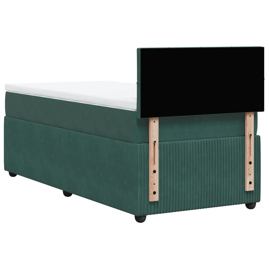 vidaXL Κρεβάτι Boxspring με Στρώμα Σκούρο Πράσινο 100x200εκ. Βελούδινο