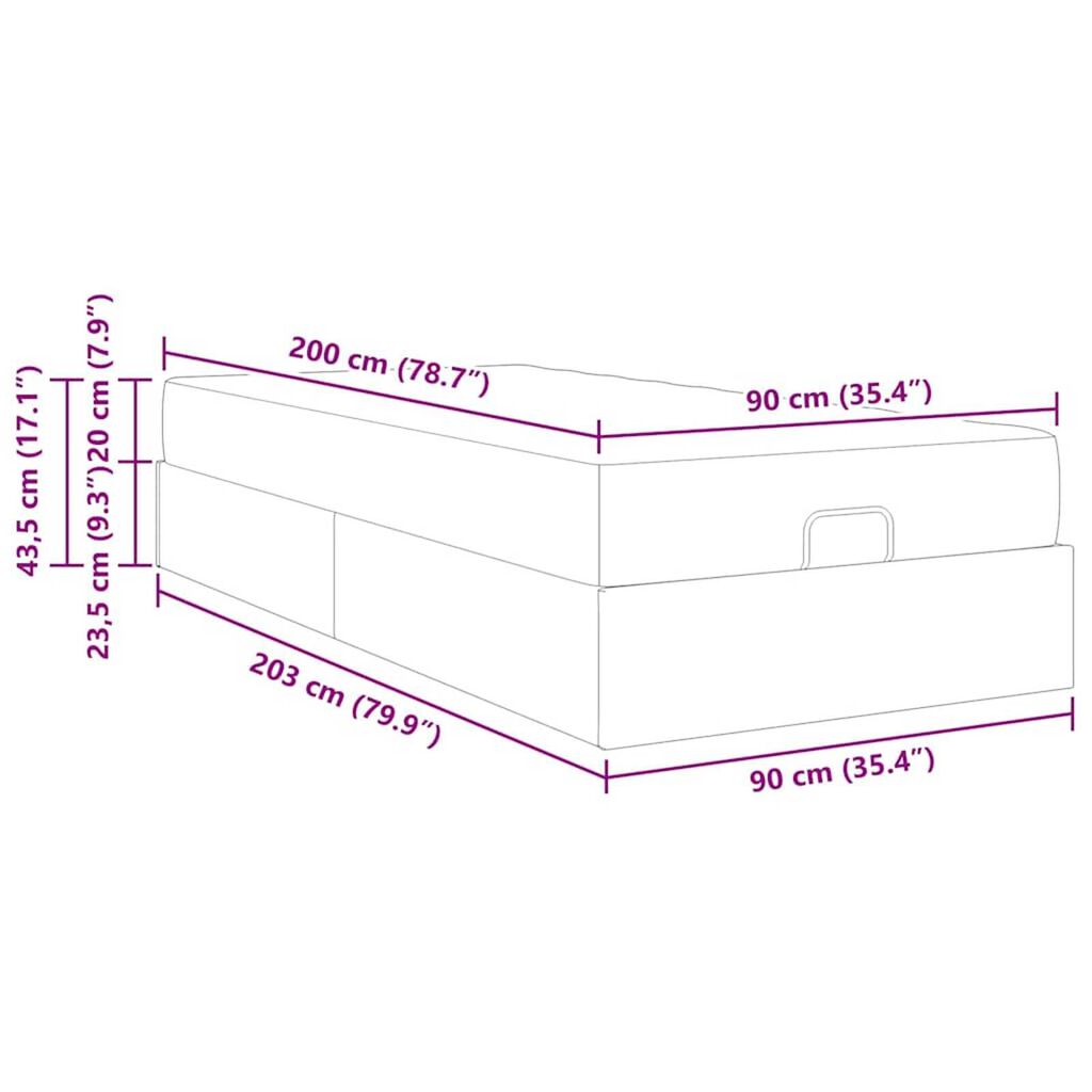 vidaXL Σκελετός Κρεβατιού με στρώμα Μαύρο 90 x 200 cm Βελούδο