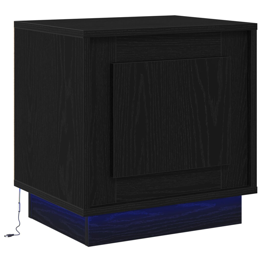 vidaXL Κομοδίνα με LED Φώτα 2 τμχ Μαύρο Δρυς 44x34,5x45 εκ