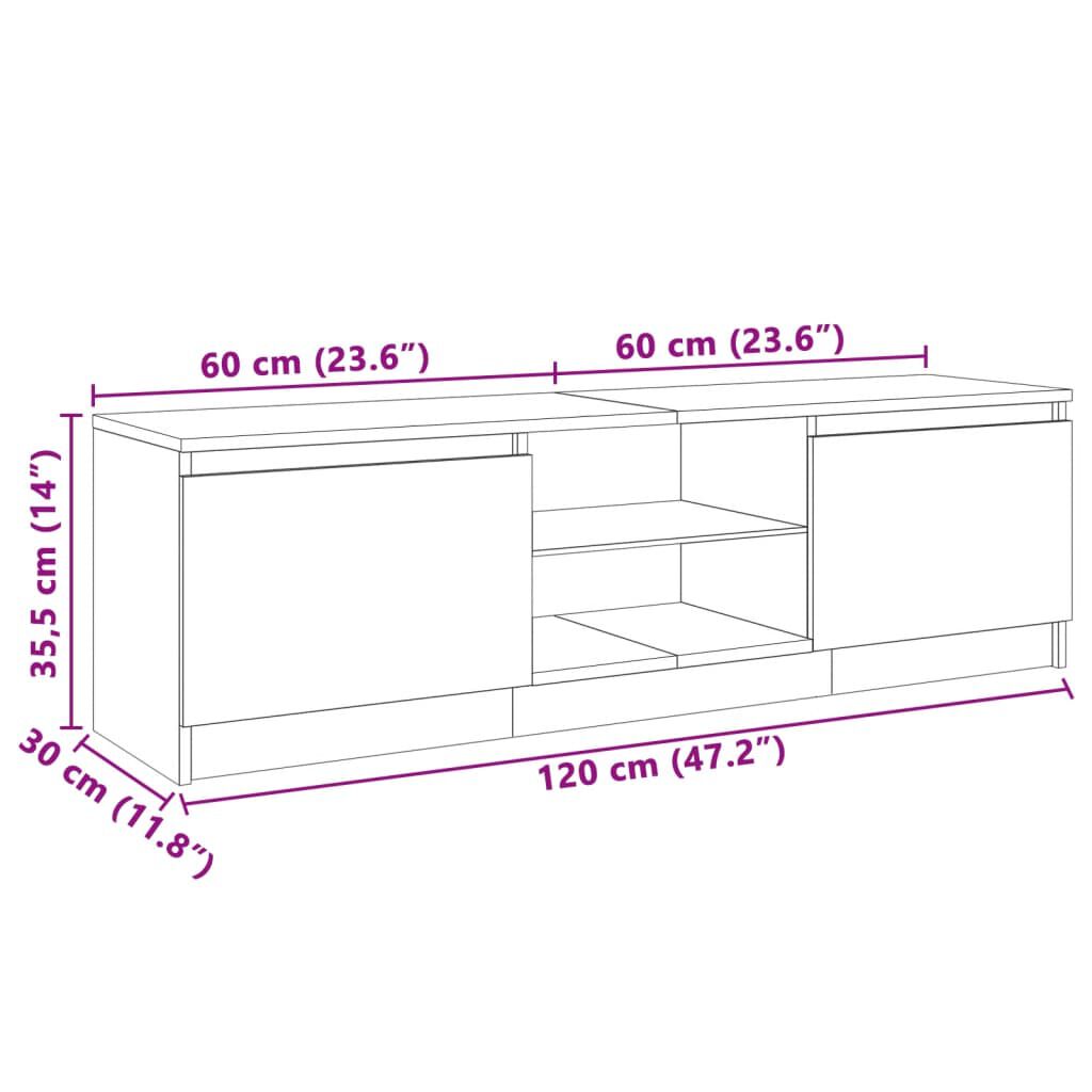 vidaXL Έπιπλο Τηλεόρασης με LED Γκρι Σκυρδέματος 120 x 30 x 35,5 εκ.