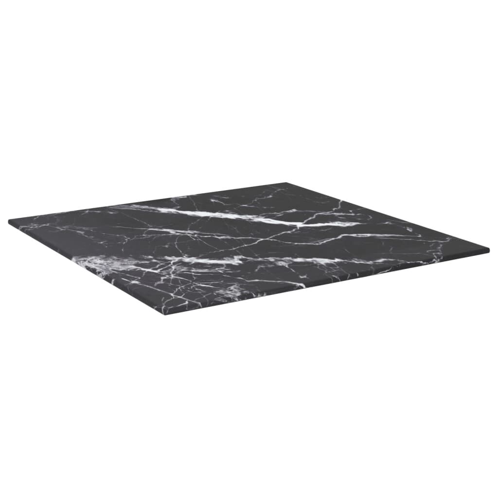 vidaXL Επιφάνεια Τραπεζιού Μαύρη 50x50εκ 6 χιλ Ψημ. Γυαλί Μαρμ. Σχέδιο