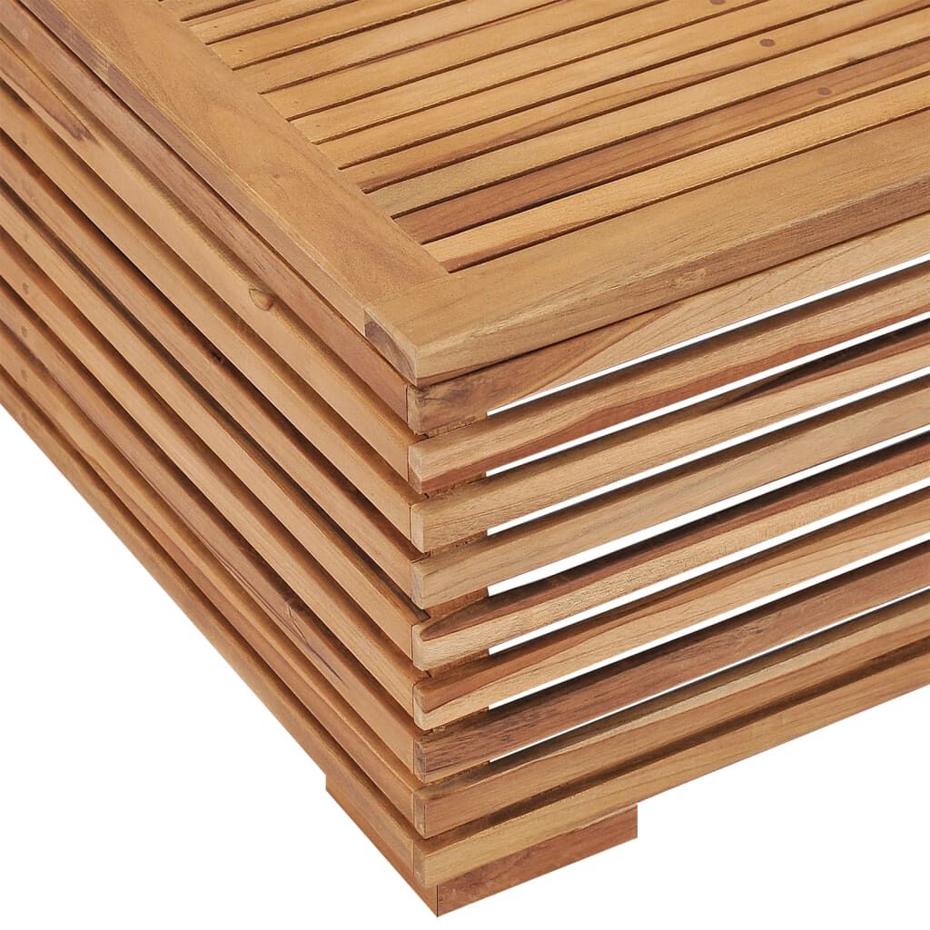 vidaXL Σετ Τραπέζι Κήπου & Υποπόδιο Μασίφ Ξύλο Teak με Κρεμ Μαξιλάρι